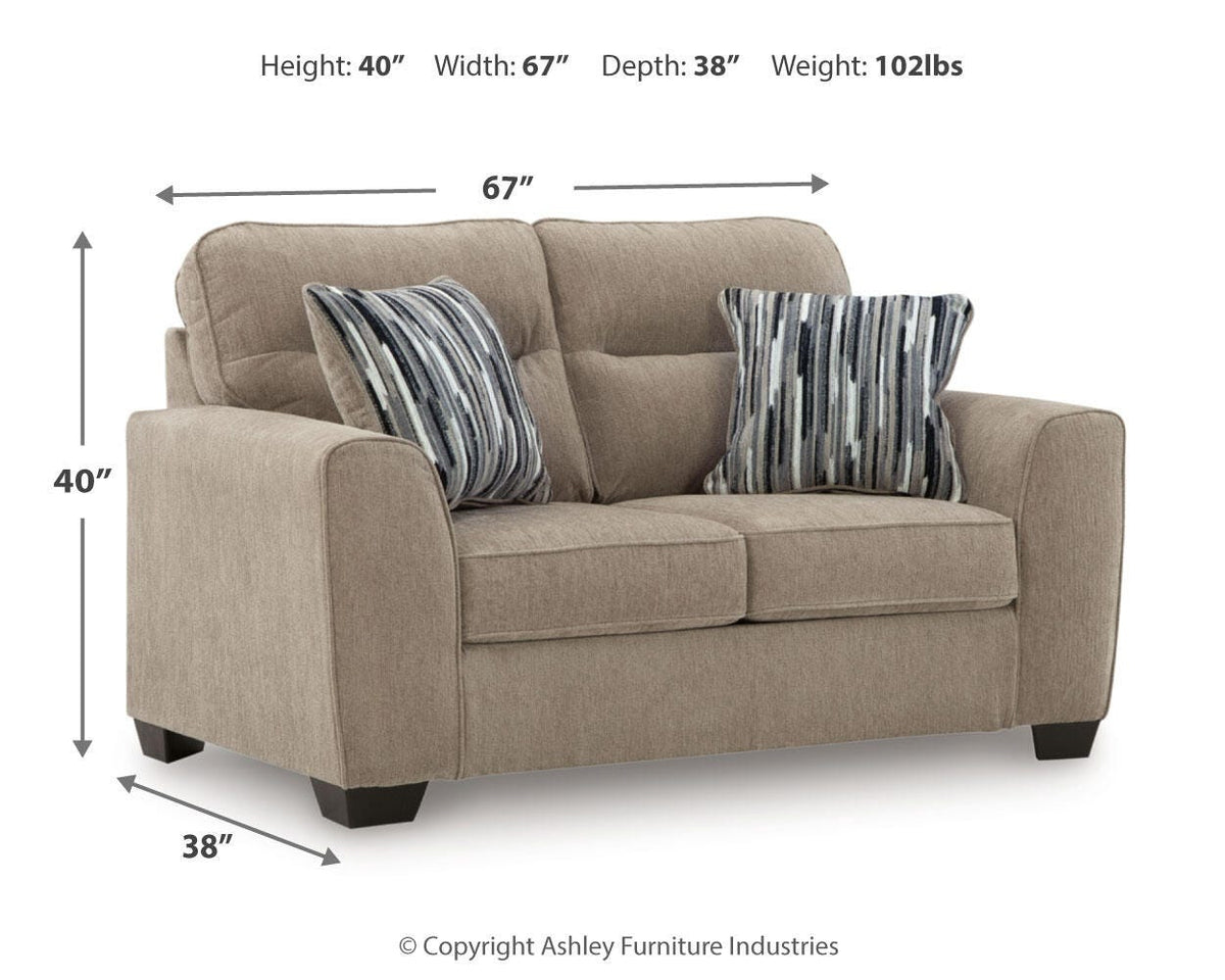 Olten Loveseat - 3130435 - approximate manufacturer dimensions (supplier image 12)