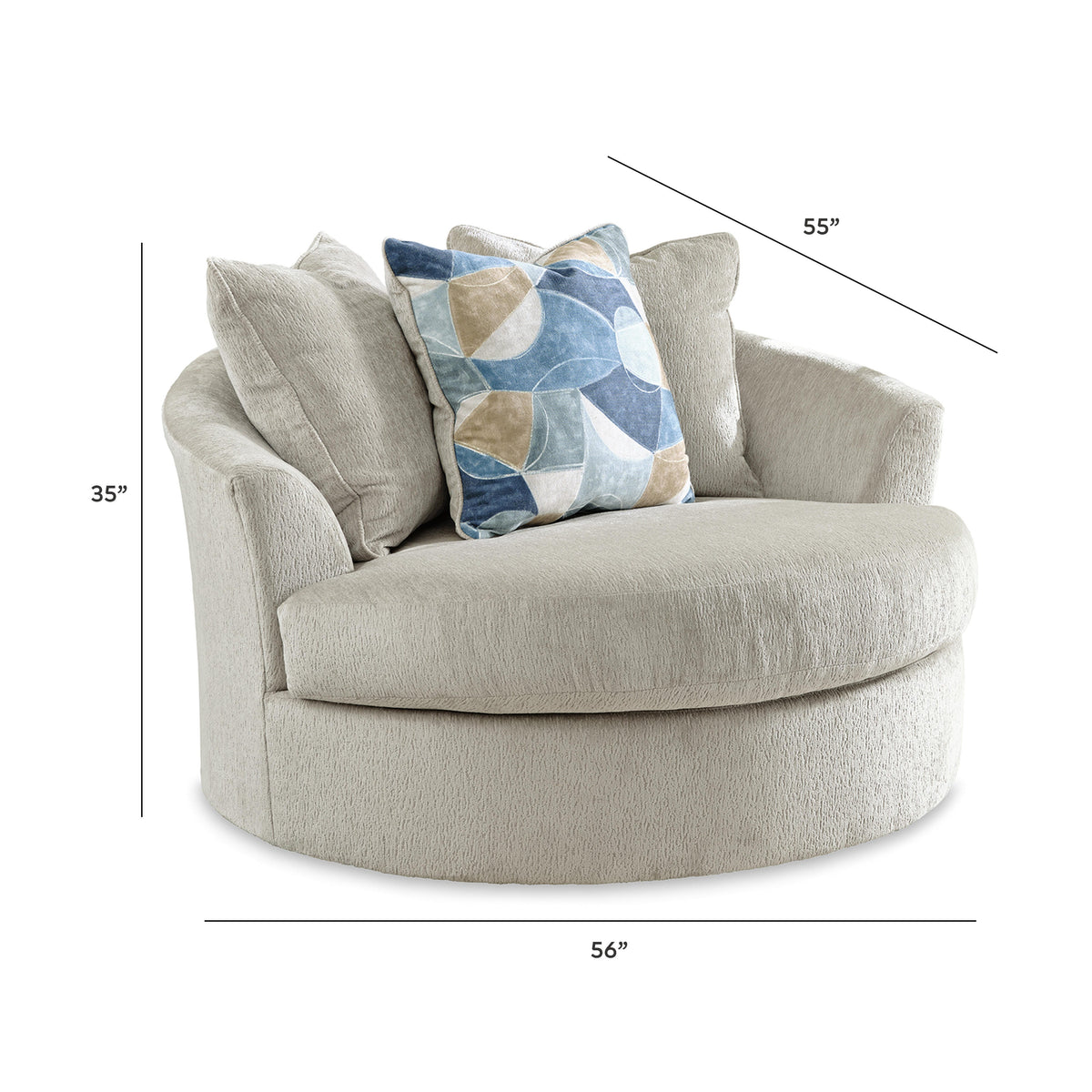 Maxon Place Oversized Chair and Ottoman - 33004U1 - approximate manufacturer dimensions (supplier image 23)