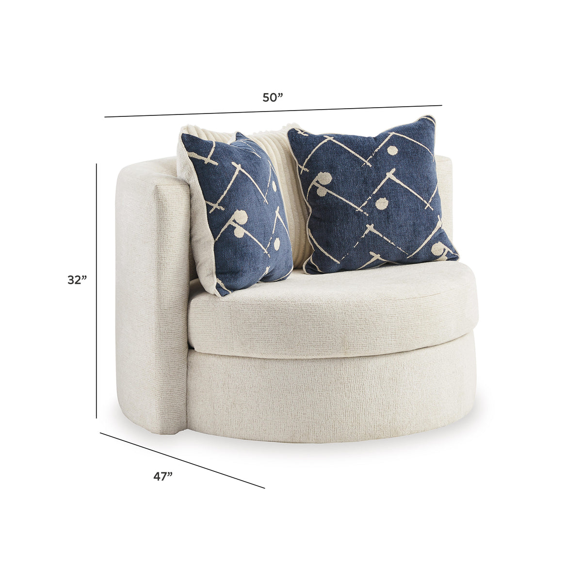 Padova Swivel Accent Chair - 3370644 - approximate manufacturer dimensions (supplier image 7)