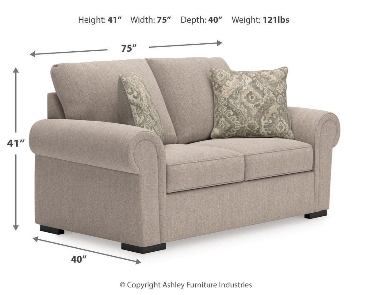 Sararose Loveseat - 5710235 - approximate manufacturer dimensions (supplier image 8)