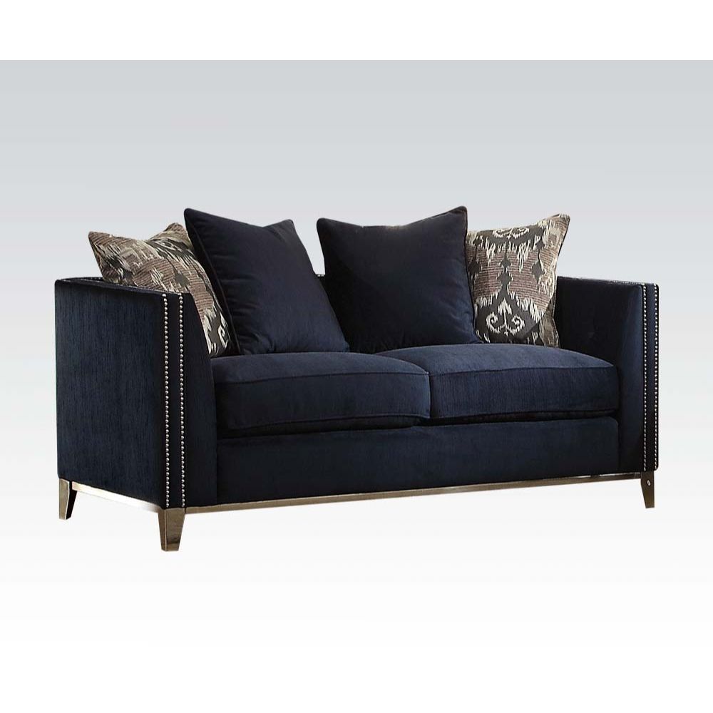 Phaedra - Sofa & Loveseat Set - Blue Fabric