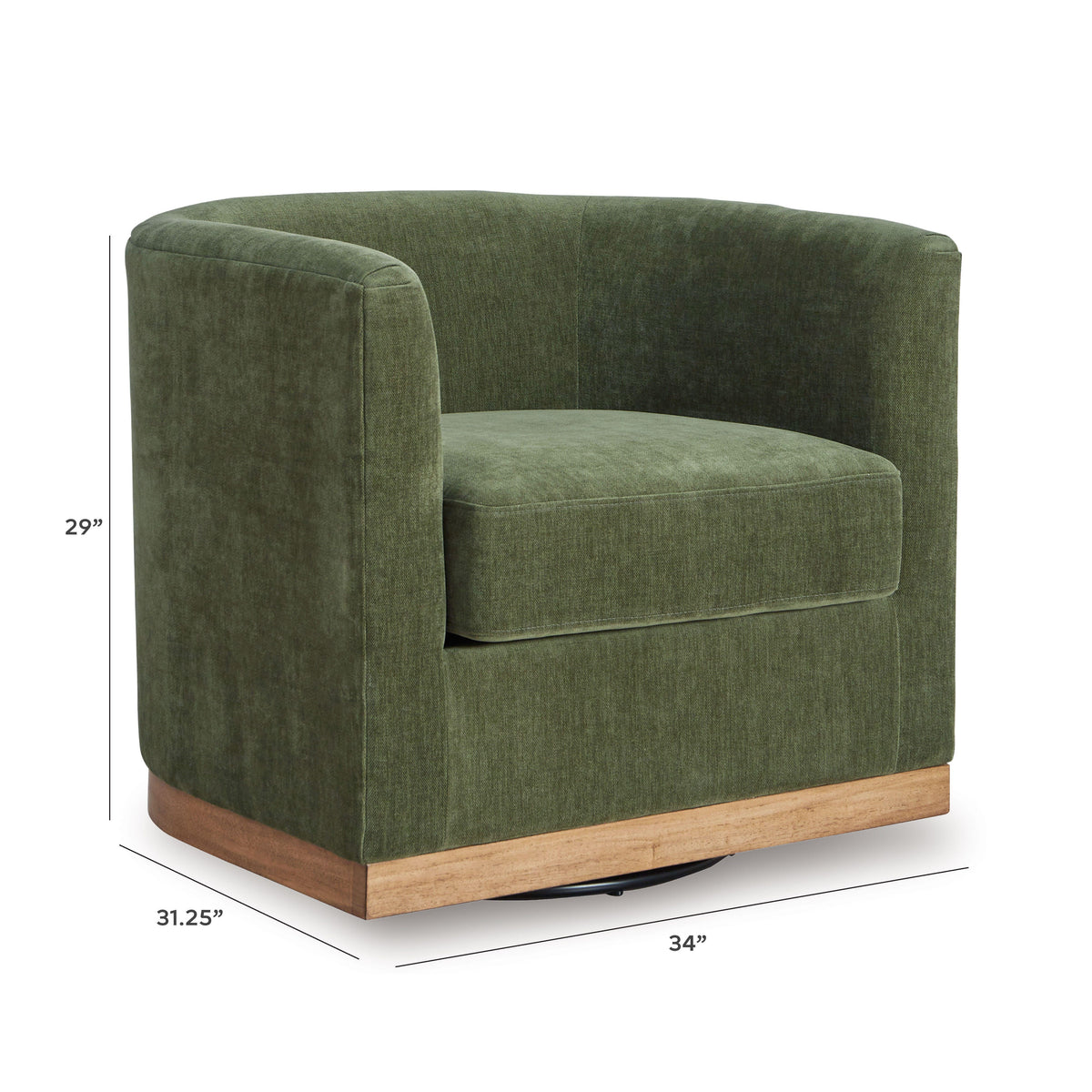 Jersonlow Swivel Accent Chair - A3000696 - approximate manufacturer dimensions (supplier image 7)