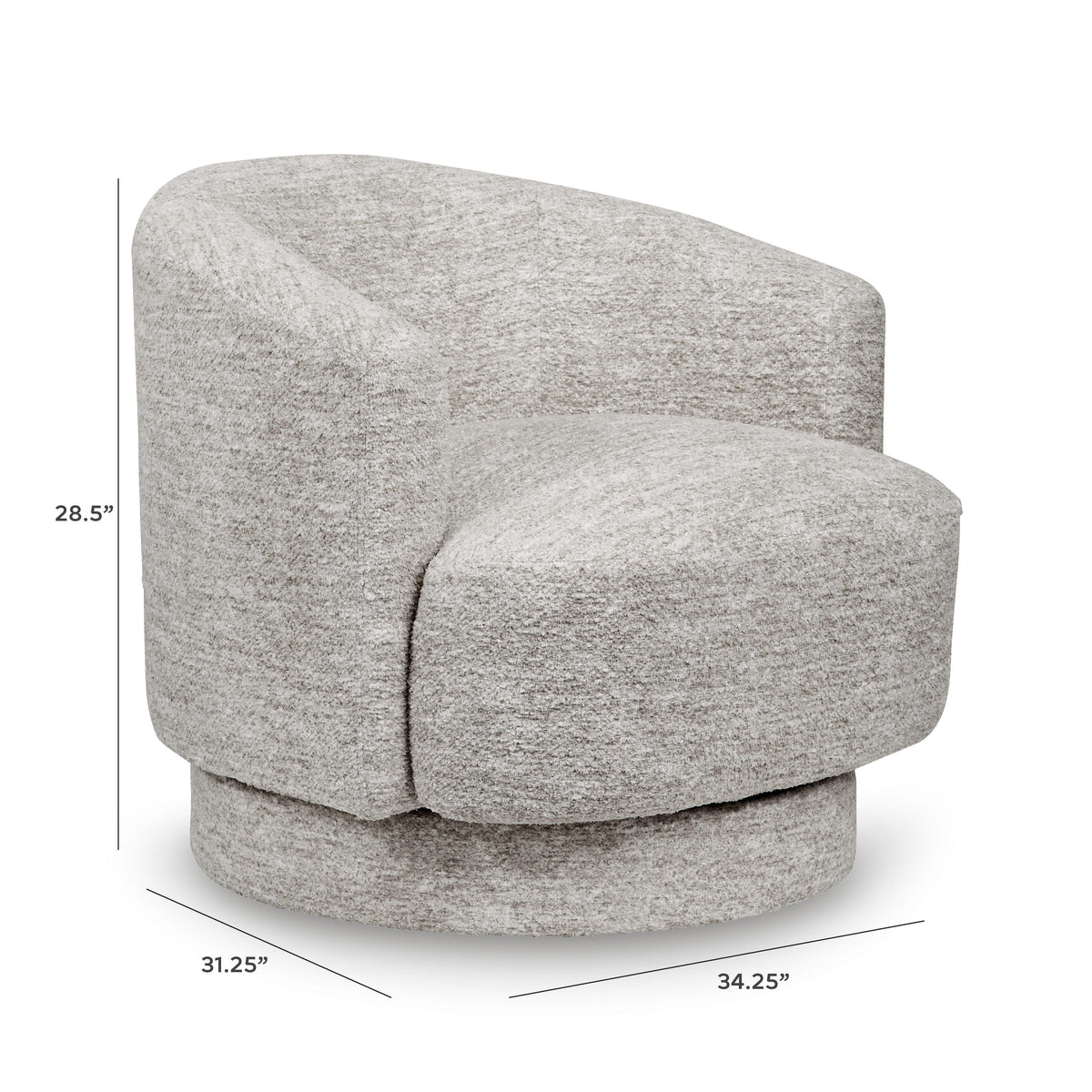 Wardsor Swivel Accent Chair - A3000731 - approximate manufacturer dimensions (supplier image 7)