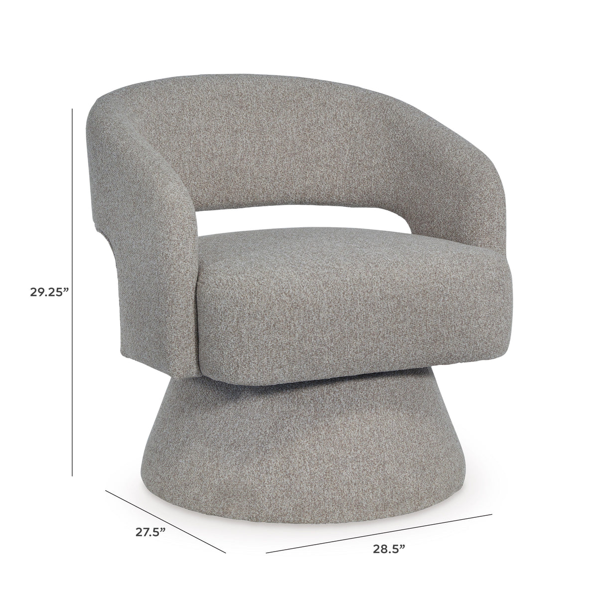 Nashkins Swivel Accent Chair - A3000757 - approximate manufacturer dimensions (supplier image 8)