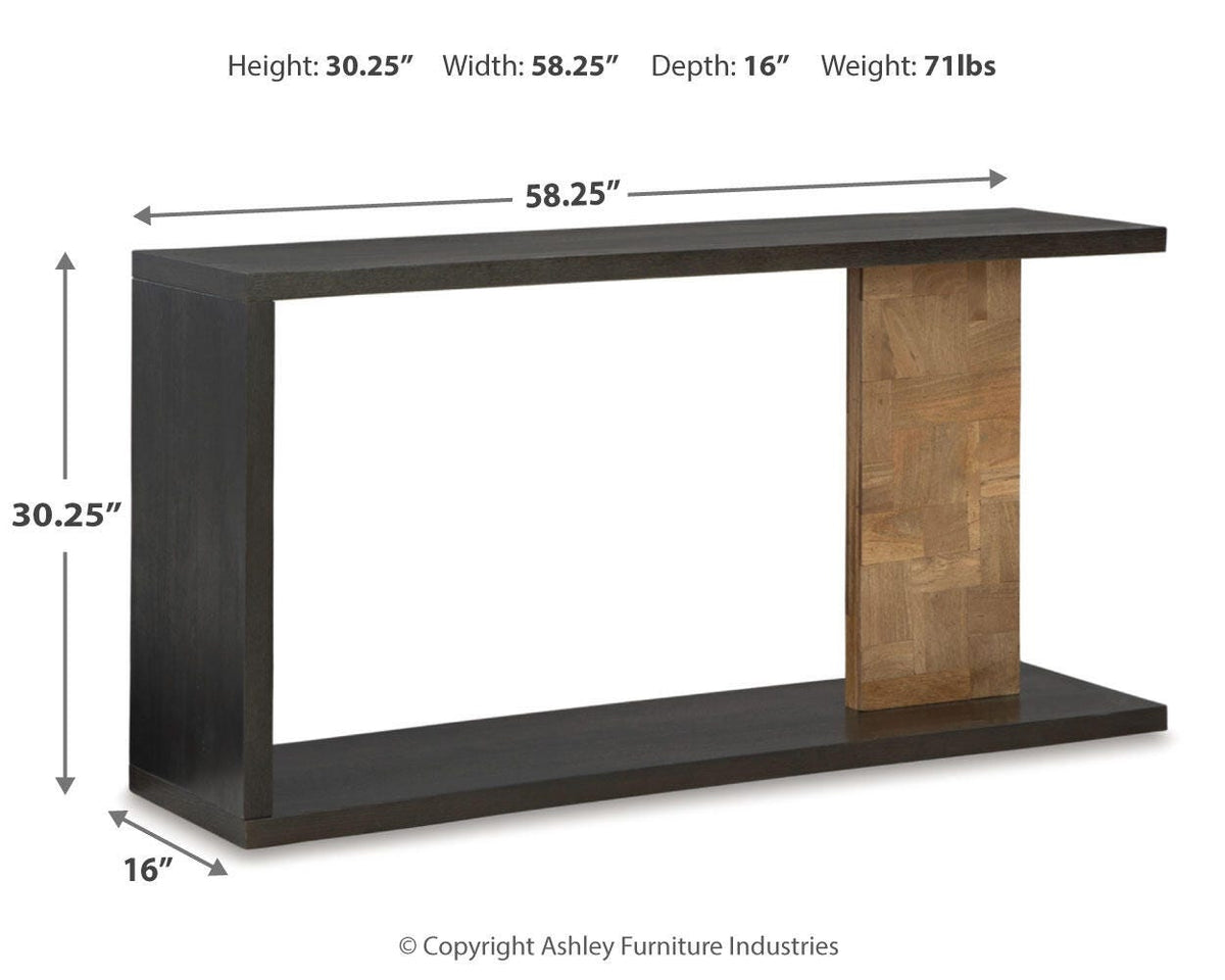 Camlett Console Sofa Table - A4000594 - approximate manufacturer dimensions (supplier image 9)
