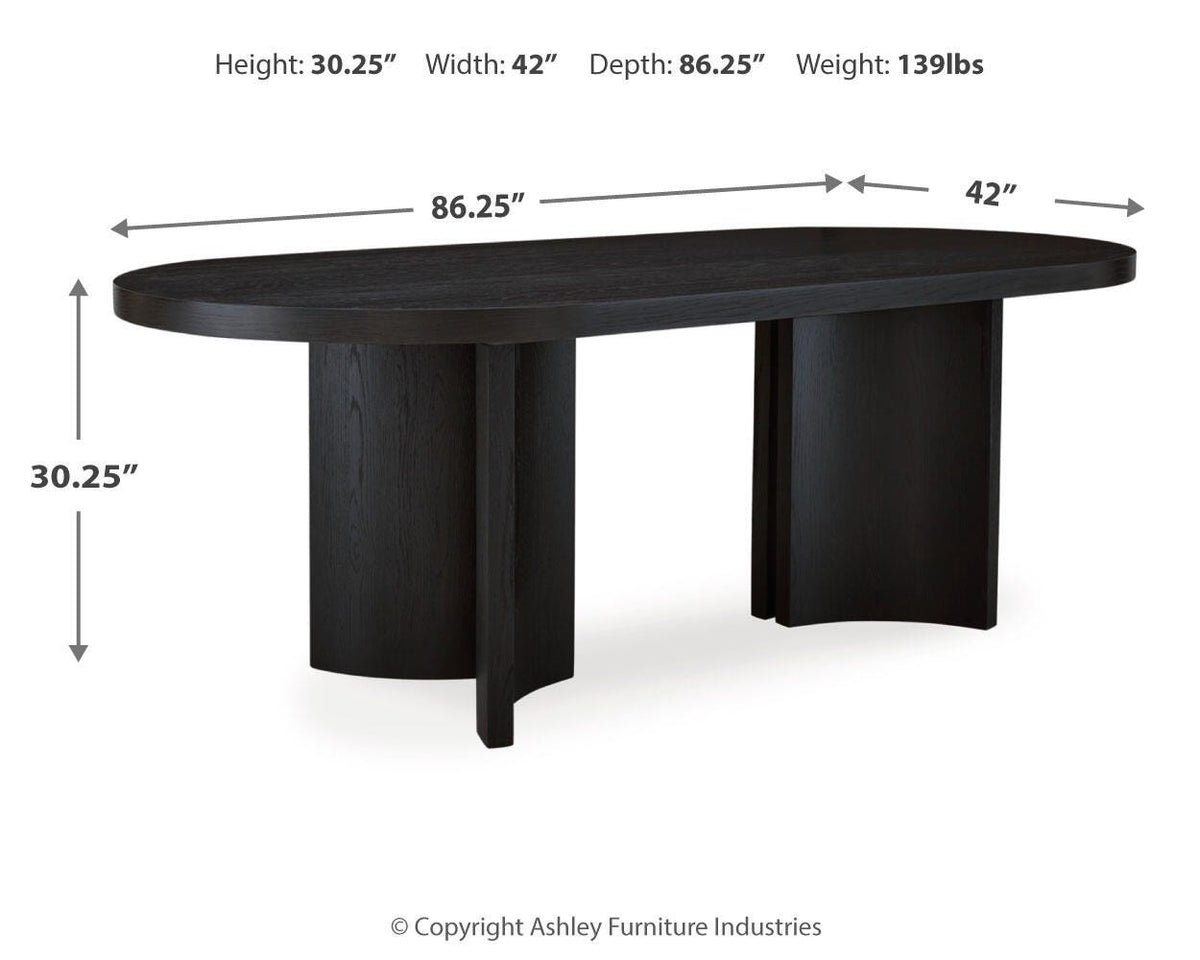 Rowanbeck Dining Table - D821-25 - approximate manufacturer dimensions (supplier image 8)