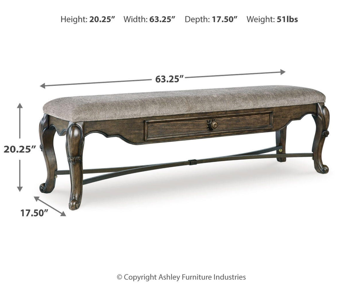 Maylee 63" Dining Bench - D947-00 - approximate manufacturer dimensions (supplier image 10)