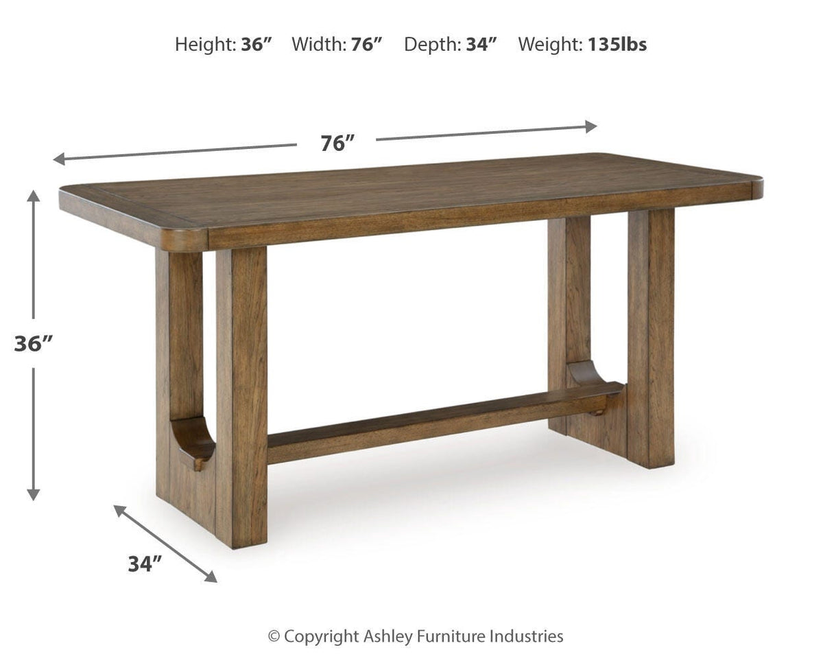 Cabalynn Counter Height Dining Table - D974-13 - approximate manufacturer dimensions (supplier image 8)