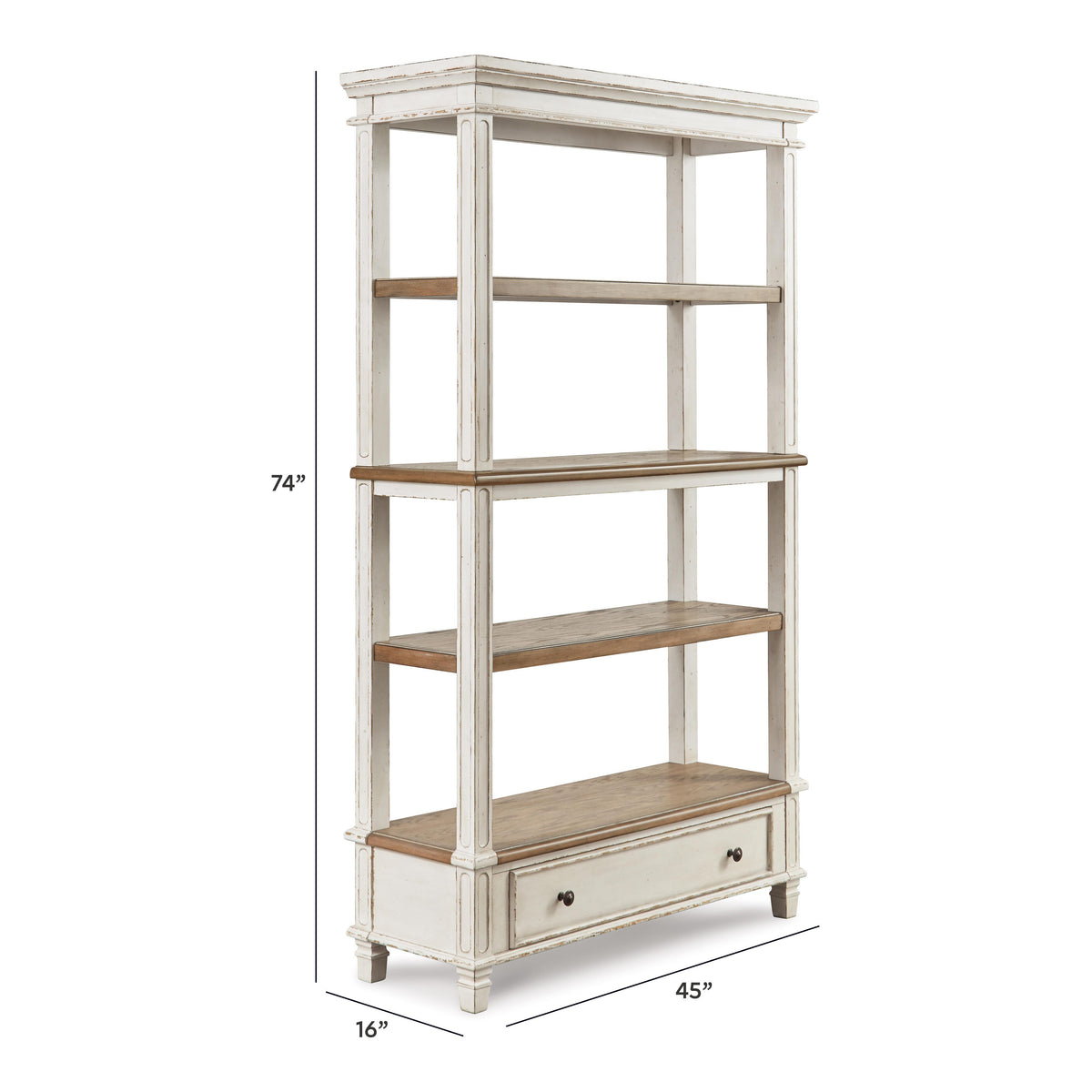 Realyn 75" Bookcase - H743-70 - approximate manufacturer dimensions (supplier image 8)