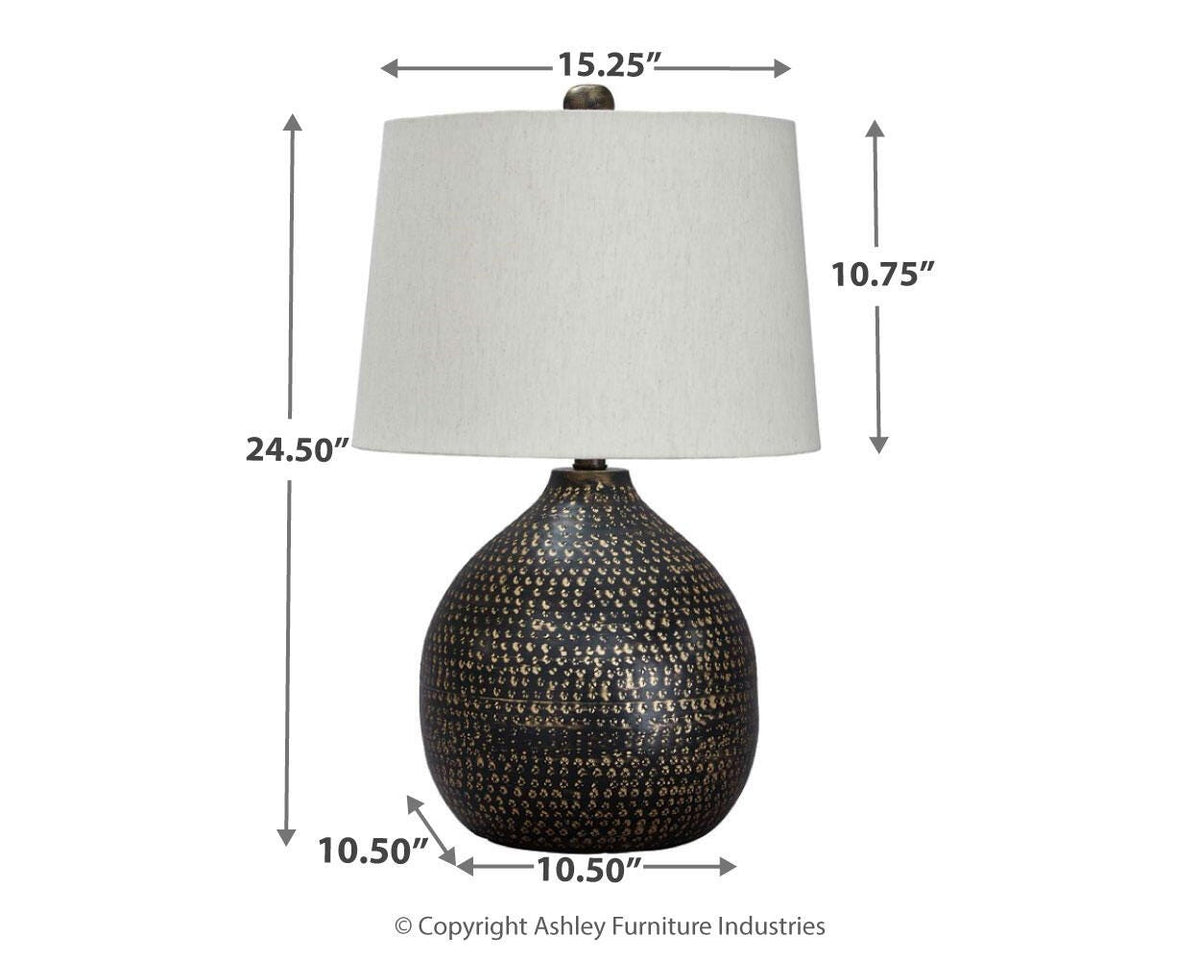 Maire Table Lamp - L207294 - approximate manufacturer dimensions (supplier image 4)