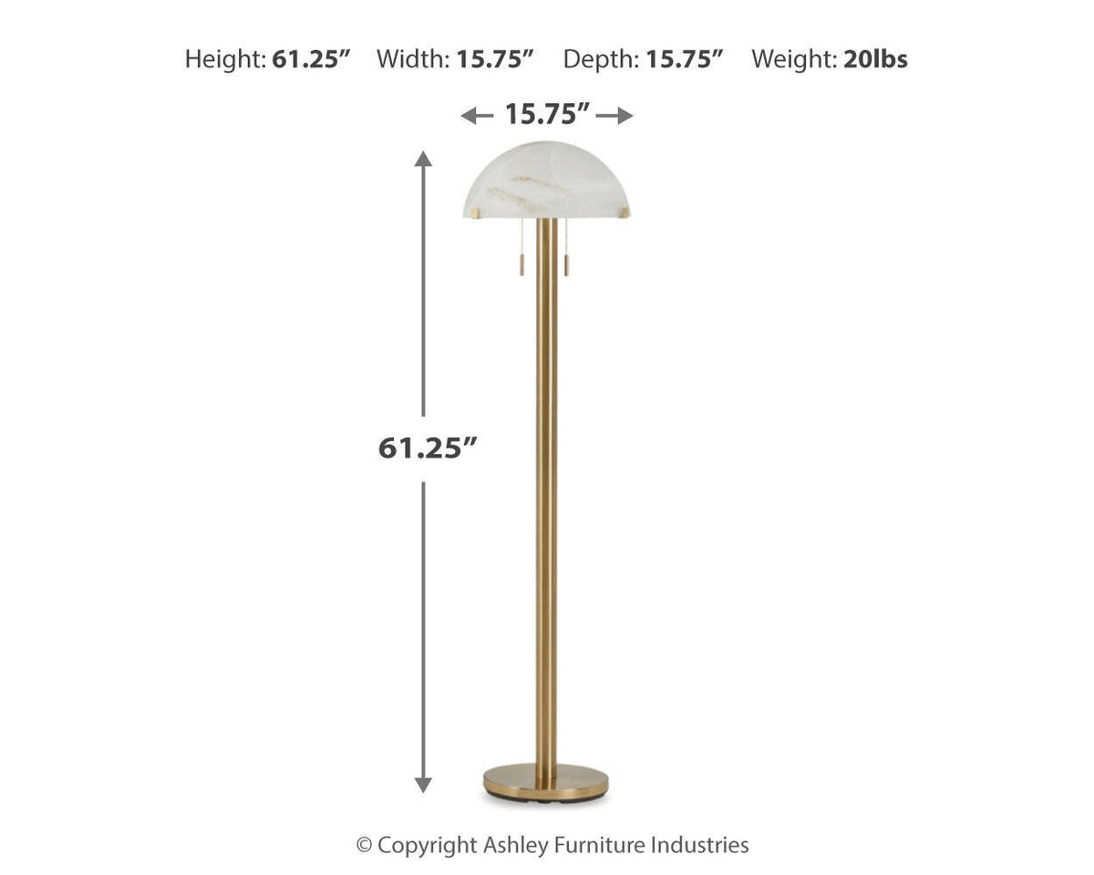 Tobbinsen Floor Lamp - L208421 - approximate manufacturer dimensions (supplier image 7)