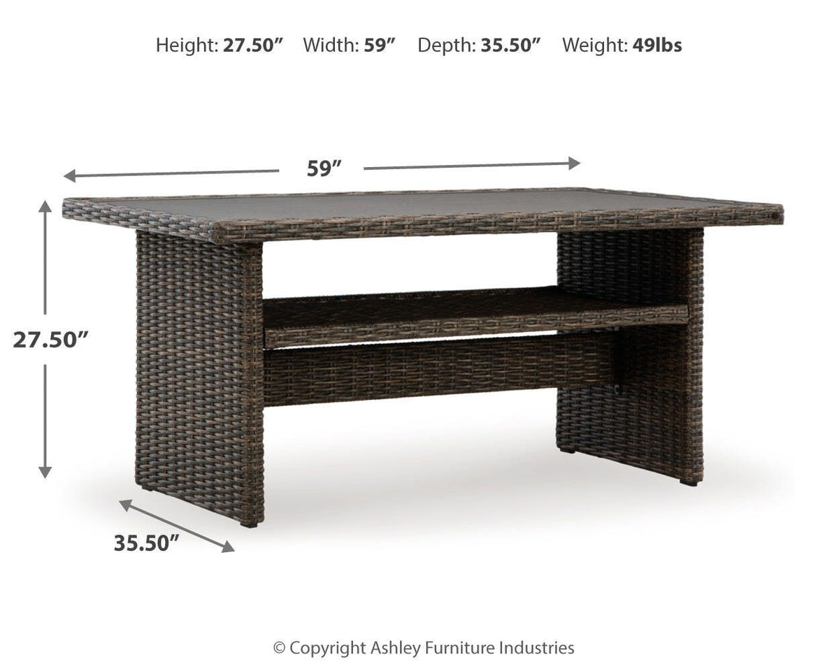 Brook Ranch Outdoor Multi-use Table - P465-625 - approximate manufacturer dimensions (supplier image 7)