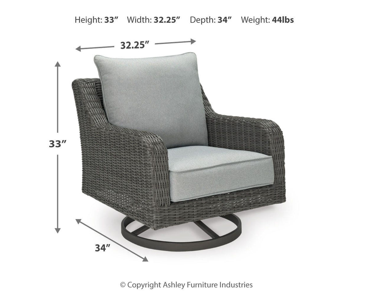 Elite Park Outdoor Swivel Lounge with Cushion - P518-821 - approximate manufacturer dimensions (supplier image 9)