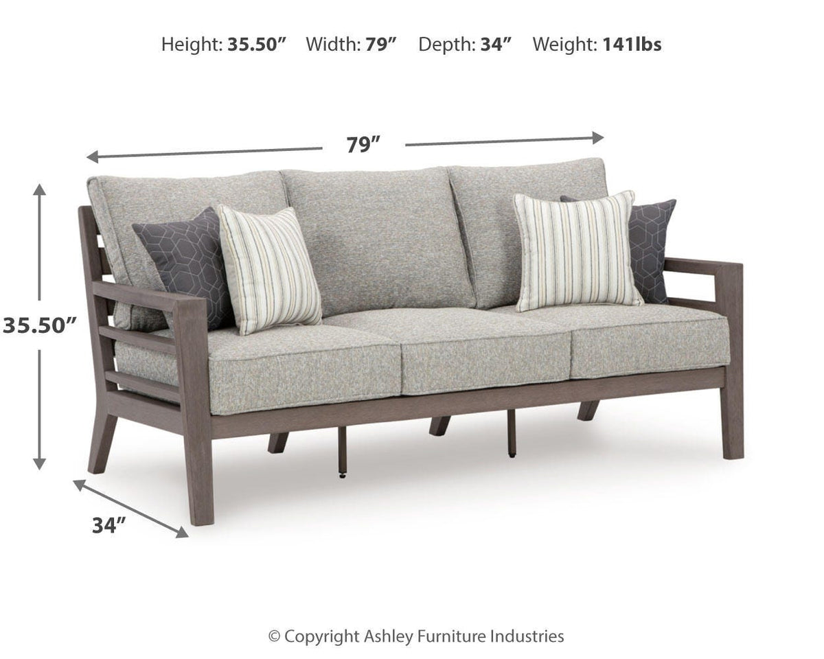 Hillside Barn Outdoor Sofa with Cushion - P564-838 - approximate manufacturer dimensions (supplier image 9)