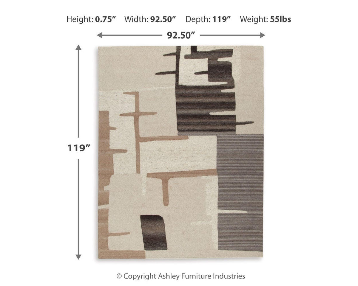 Kencher Area Rug - R406821 - approximate manufacturer dimensions (supplier image 14)
