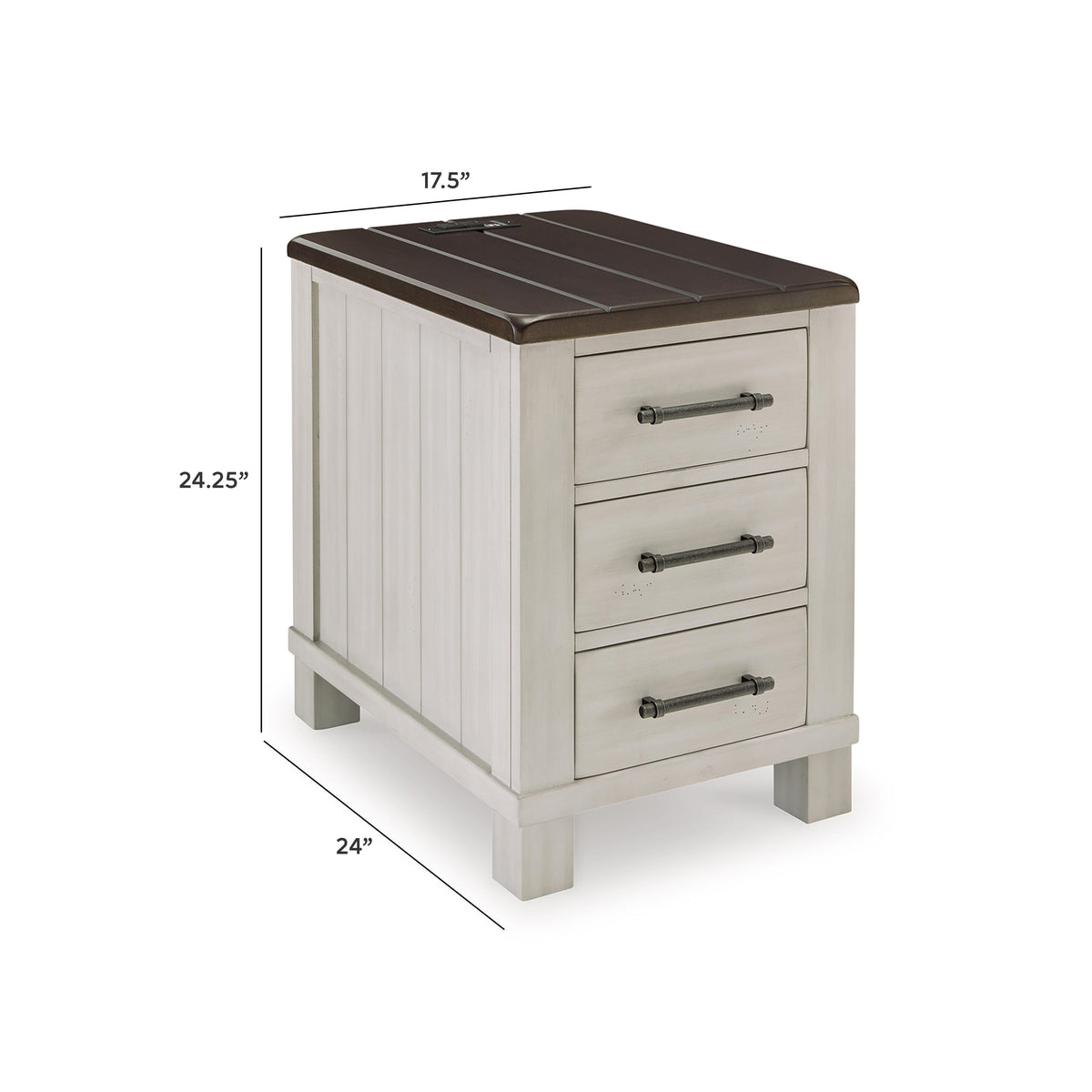 Darborn Lift-top Coffee Table and 2 Chairside End Tables - T796T1 - approximate manufacturer dimensions (supplier image 19)