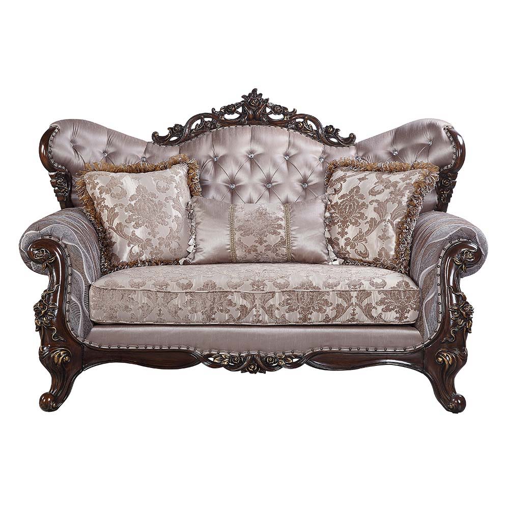 Benbek - Sofa & Loveseat Set - Fabric & Antique Oak