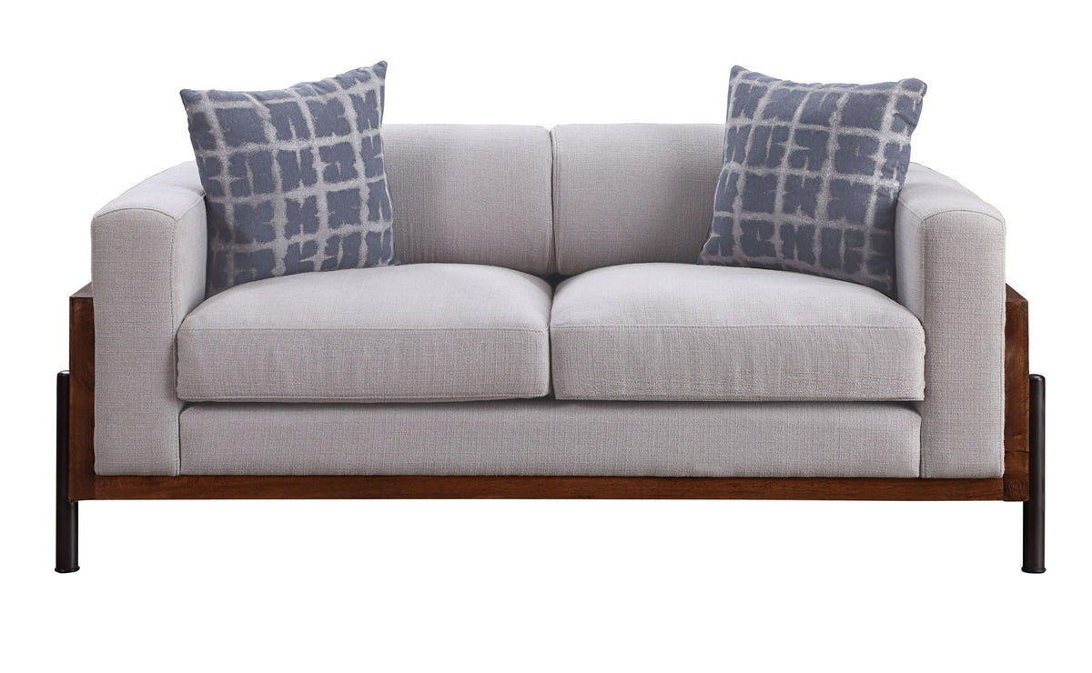 Pelton - Sofa & Loveseat Set - Fabric & Walnut