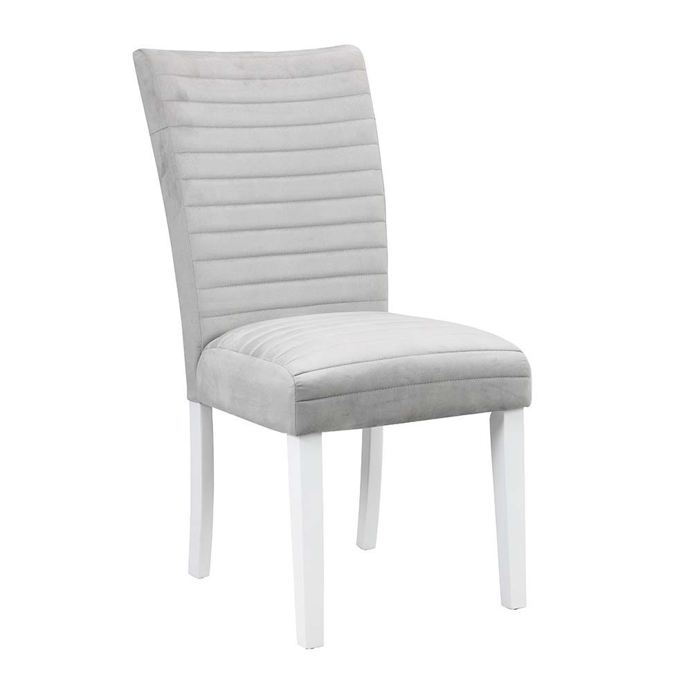 Elizaveta - Dining Set With Pedestal Base - Faux Crystal Diamonds & White High Gloss