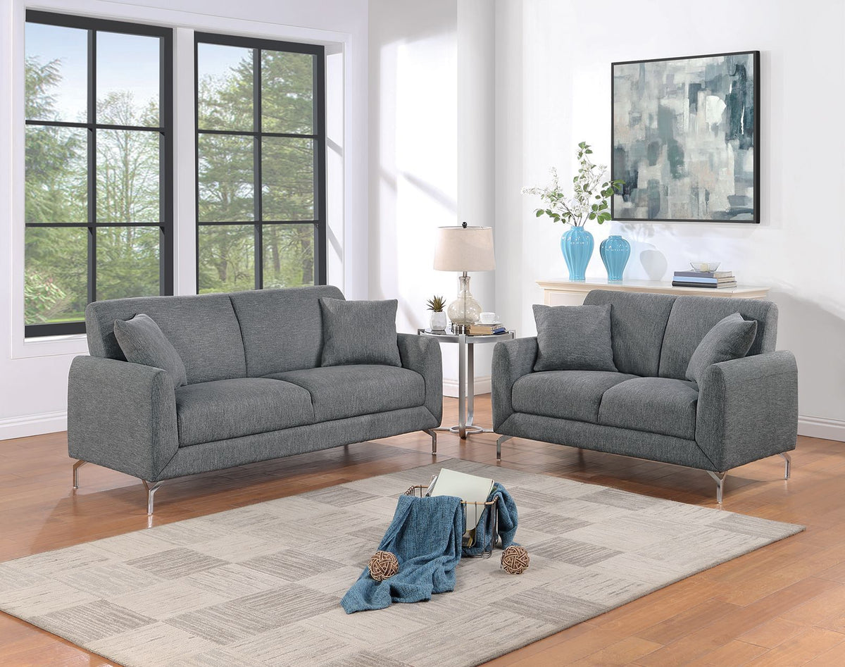 Dark Gray Burlap 2 Piece Sofa Set