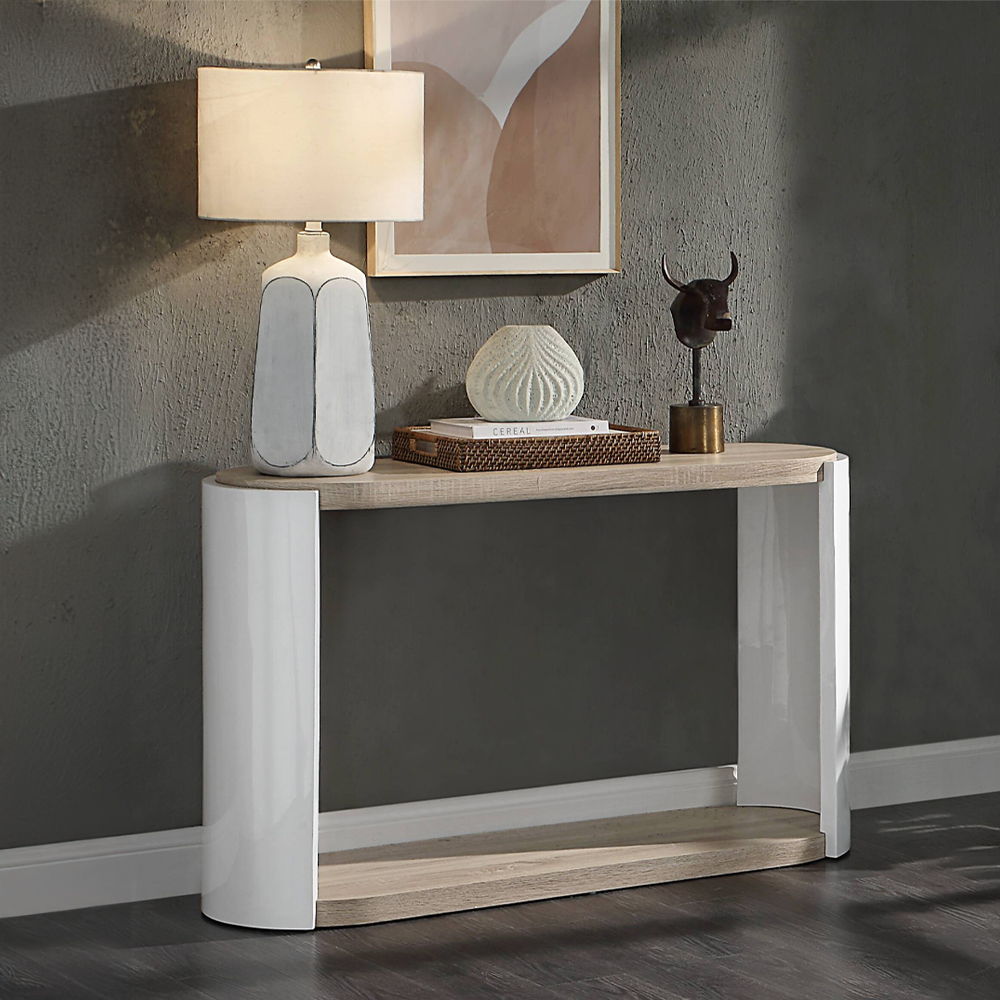 Zoma - Sofa Table - Oak & White High Gloss