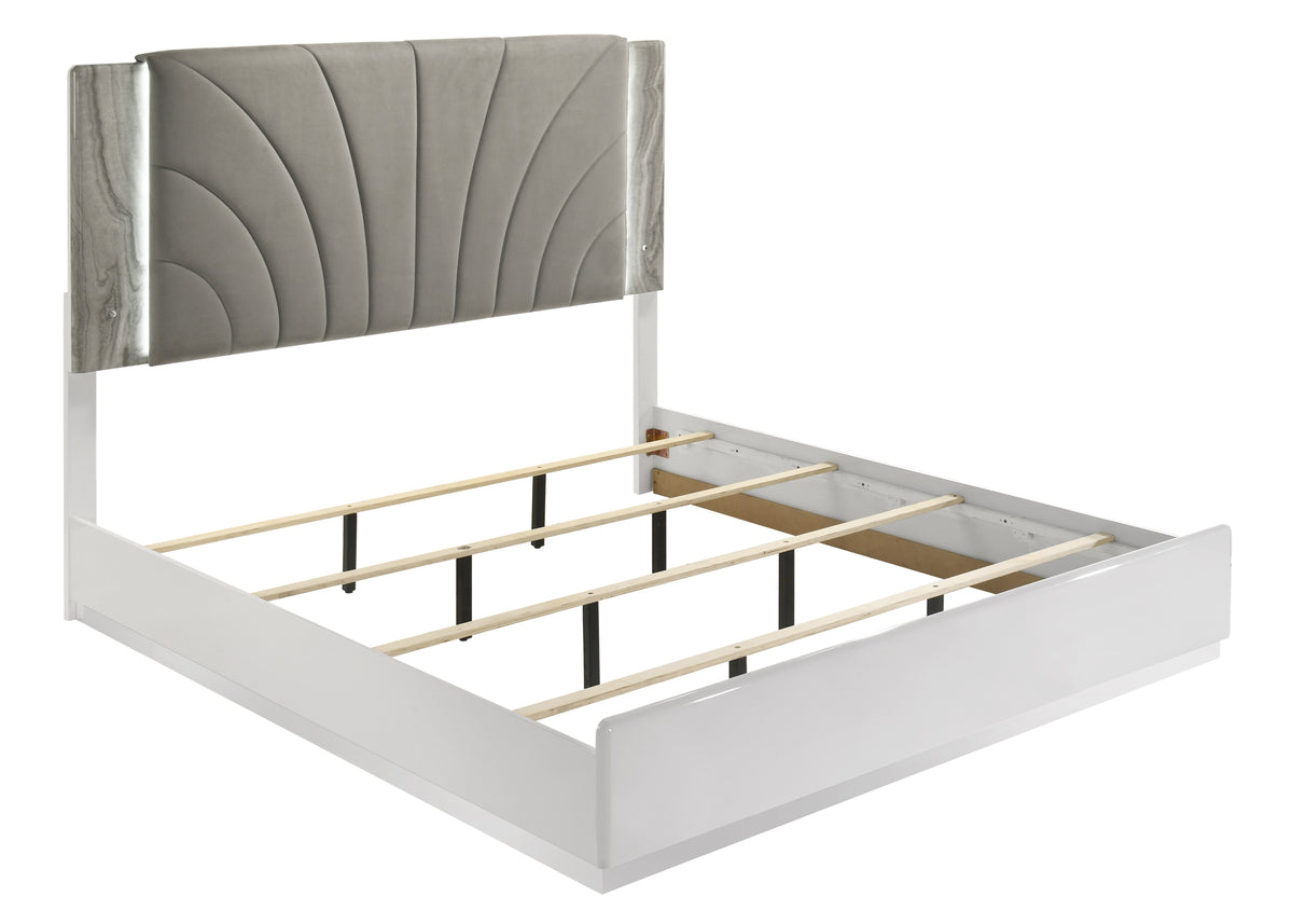 Jazz White Bedroom Set - bed view. Shared supplier photo; photographed size is not verified.