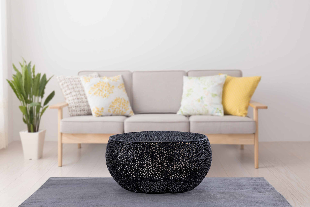 T3502 Black Coffee Table in a furnished room setting.