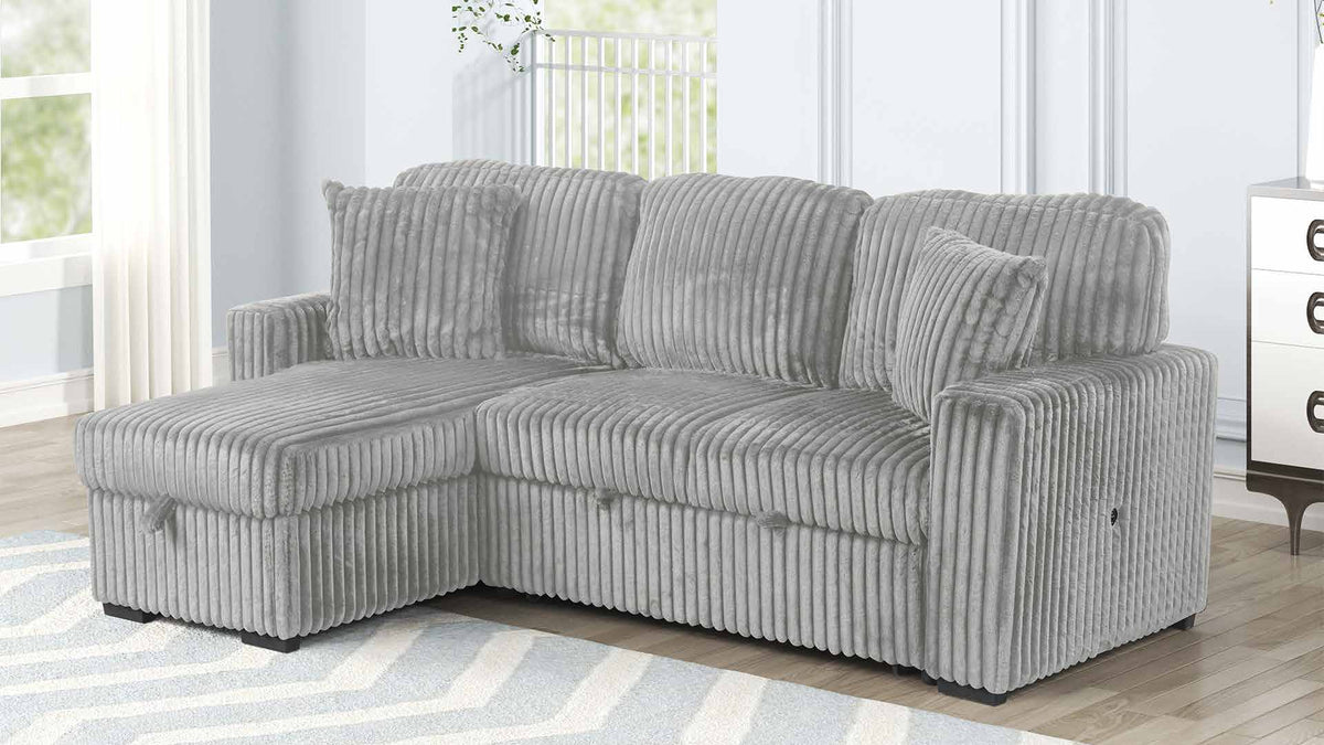 Plush Gray sectional shown in a room setting.