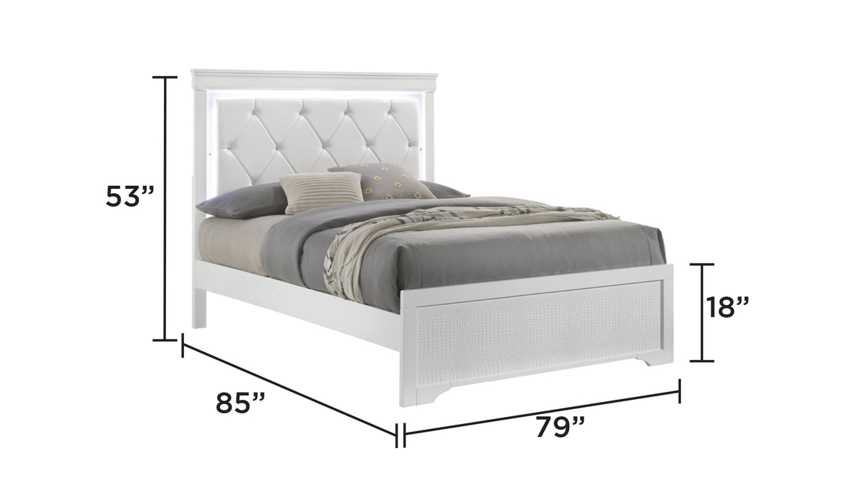 Blaze White Bed - King bed dimension diagram; for King size only.