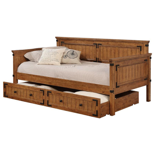 Oakdale - Wood Twin Daybed with Trundle - Rustic Honey