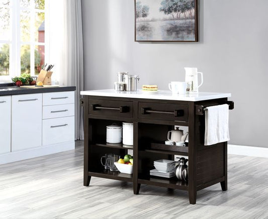 Darwid - Kitchen Island - Marble Top Top & Espresso