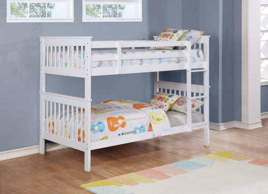 Chapman - Wood Twin Over Twin Bunk Bed With Mattress - White