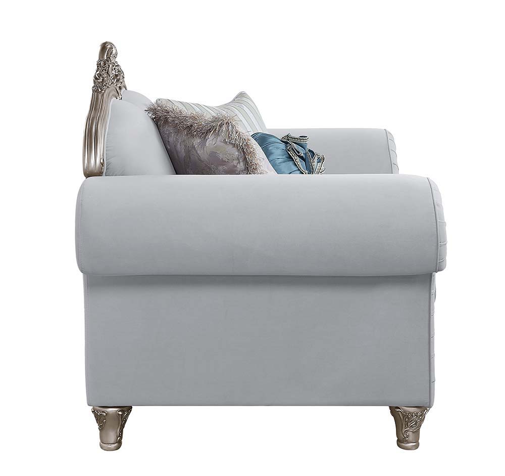 Pelumi - Sofa & Loveseat Set - Light Gray Linen & Platinum