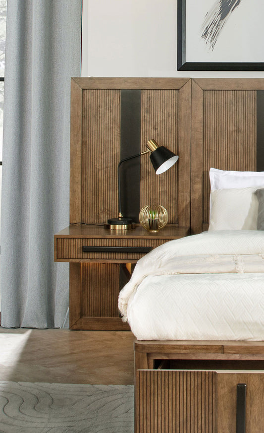 Terrace - 2 Piece Wall Panel With Nightstand Set - Ash Brown