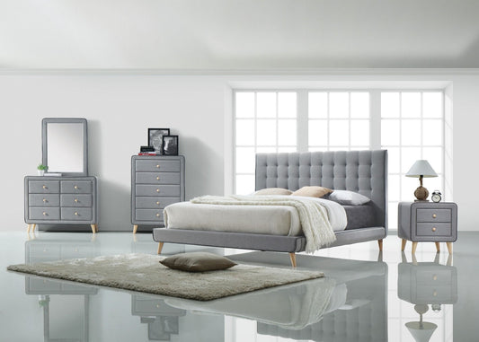 Valda - Bedroom Set - Light Gray Fabric