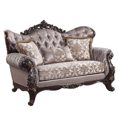 Benbek - Sofa & Loveseat Set - Fabric & Antique Oak