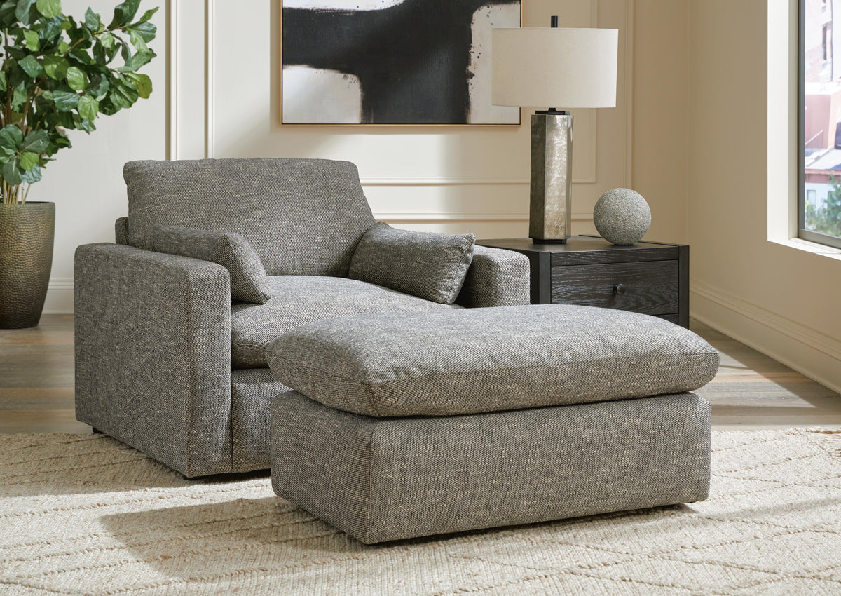 Dramatic Oversized Chair and Ottoman - 11702U2 - product view or room setting; complete kit and included component views (supplier image 1)