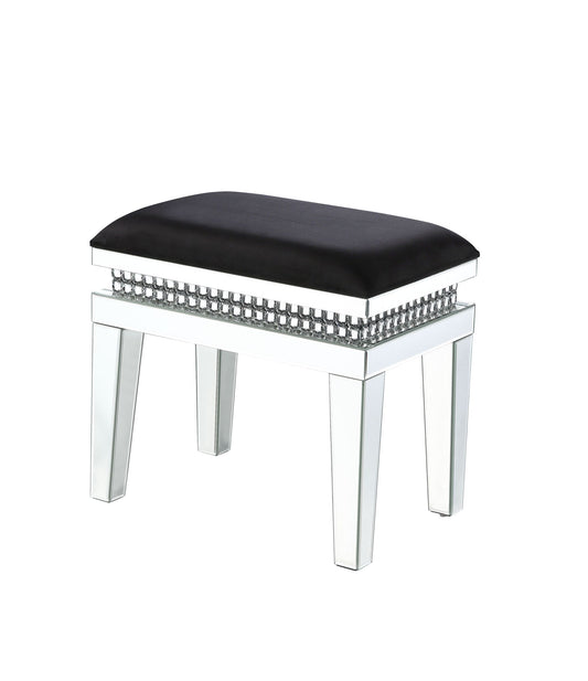 Lotus - Vanity Stool - Mirrored, Faux Ice Cube Crystals