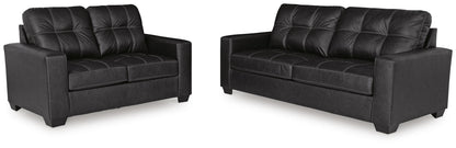 Barlin Mills sofa and loveseat set, Carbon, 17004U1: original supplier product or room view; only listed sofa and loveseat included. Castillo Furniture, Philadelphia.