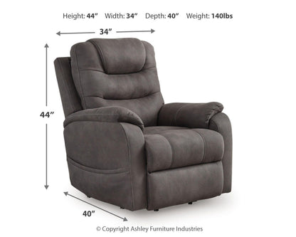 Snowfield Power Lift Recliner - 1760912 - approximate manufacturer dimensions (supplier image 14)