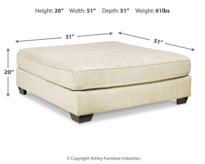 Rawcliffe Oversized Accent Ottoman - 1960408 - approximate manufacturer dimensions (supplier image 4)