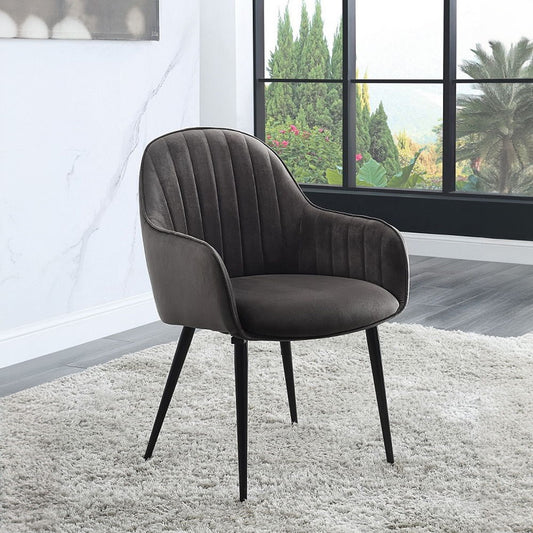 Caspian - Side Chair (Set of 2) - Dark Gray Fabric & Black