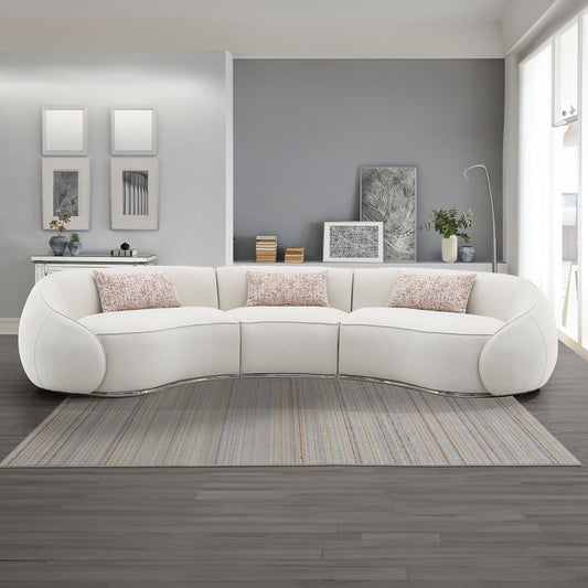 Sahara - Sectional Sofa With 3 Pillows - Beige Boucle