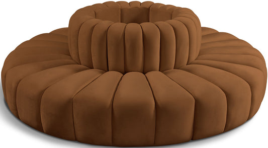 Arc - Velvet 8 Piece Round Modular Sofa - Saddle