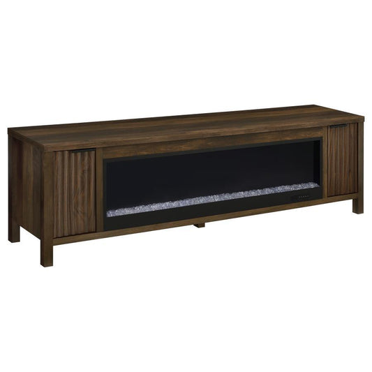 Carey - 79" TV Stand Fireplace Media Console - Dark Pine