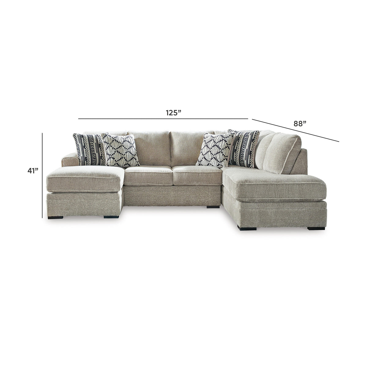 Calnita Sectional - 20502S1 - approximate manufacturer dimensions (supplier image 16)