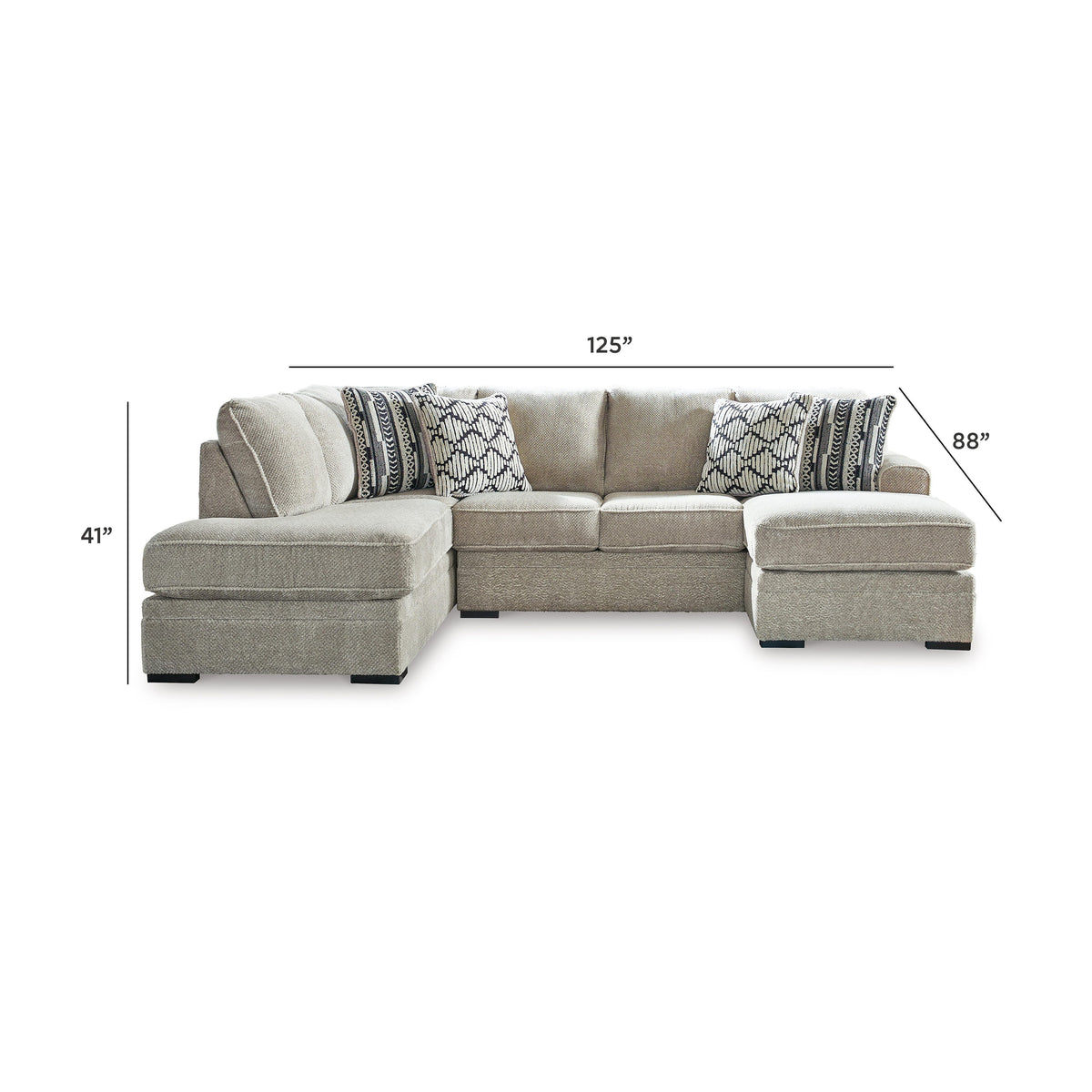Calnita Sectional - 20502S2 - approximate manufacturer dimensions (supplier image 5)