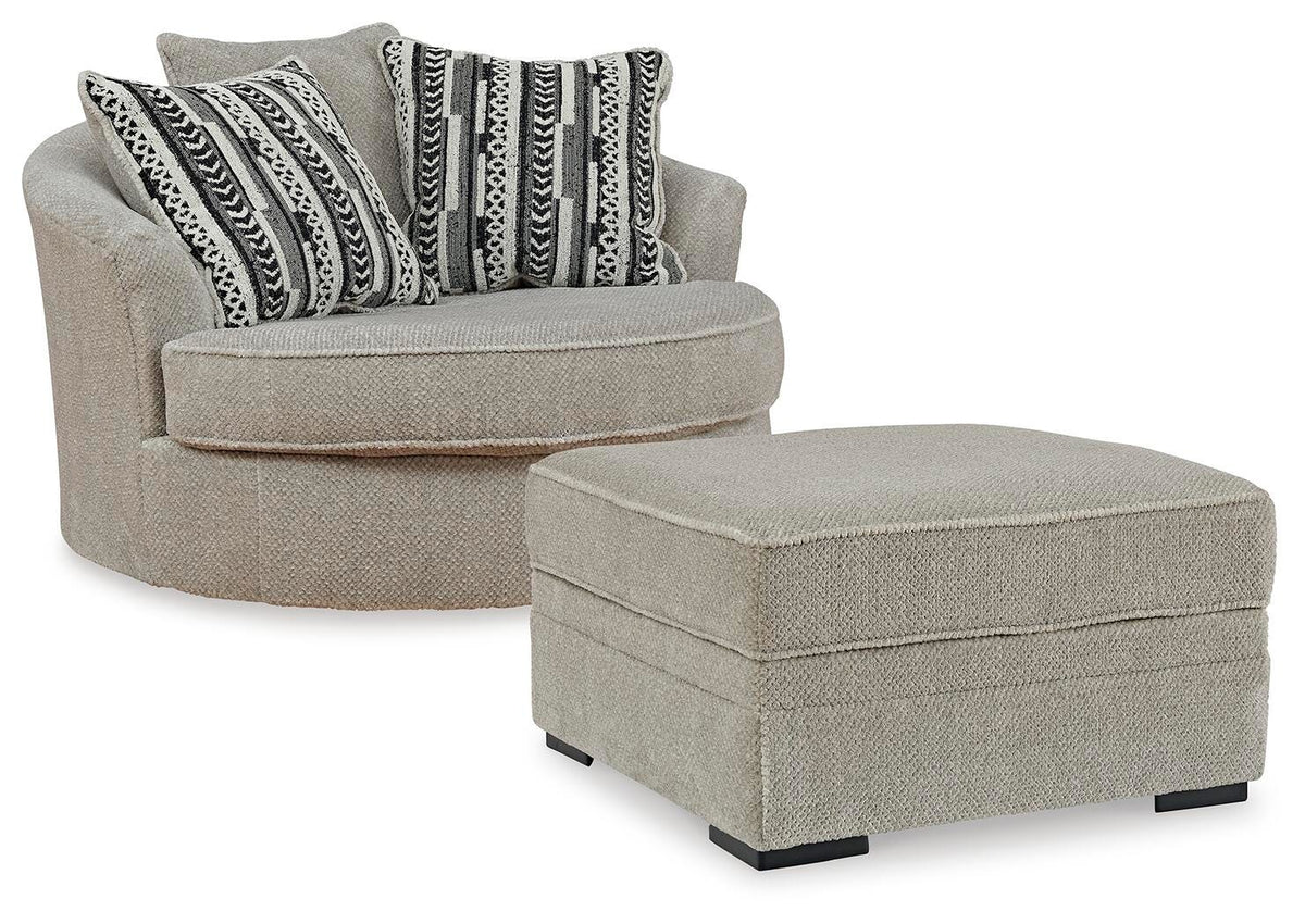 Calnita Oversized Swivel Chair and Ottoman - 20502U1 - product view or room setting; complete kit and included component views (supplier image 1)