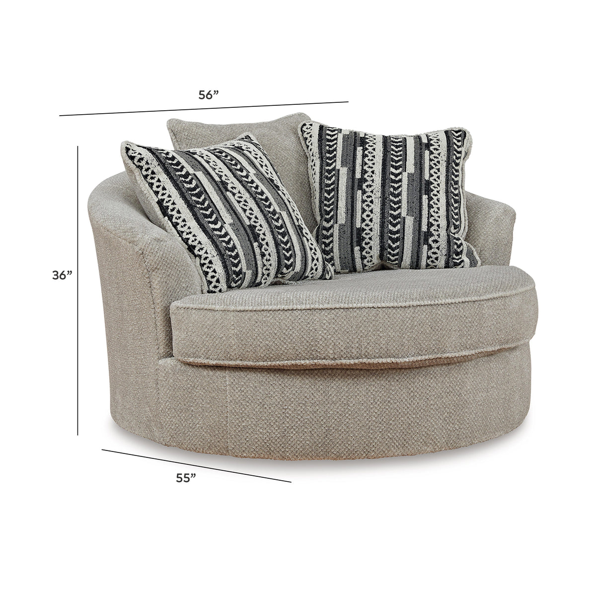 Calnita Oversized Swivel Chair and Ottoman - 20502U1 - approximate manufacturer dimensions (supplier image 17)