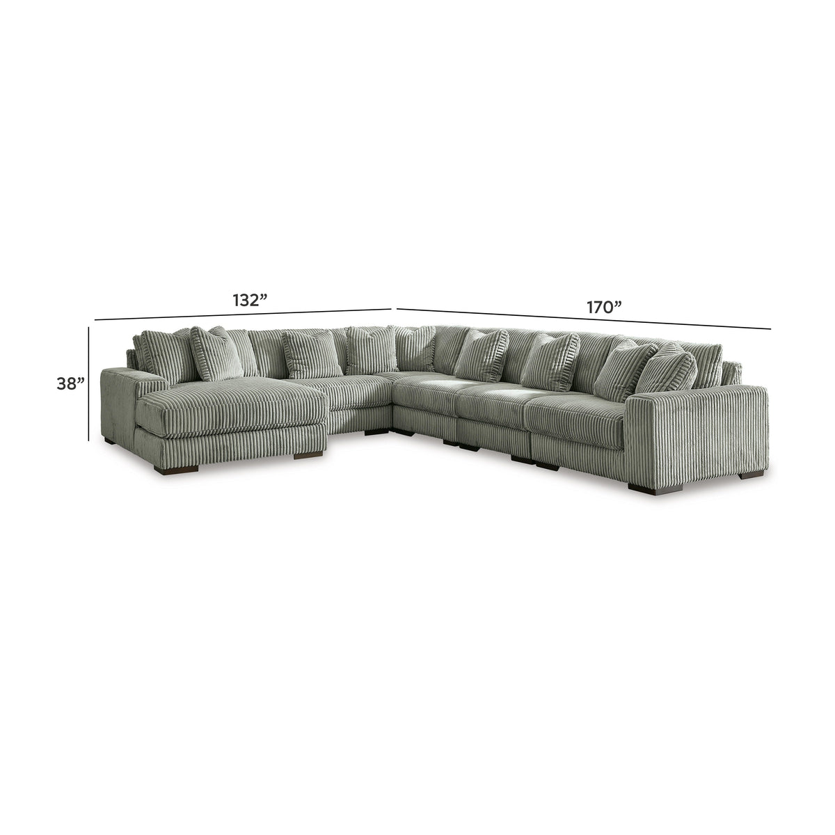 Lindyn Sectional - 21105S8 - approximate manufacturer dimensions (supplier image 127)